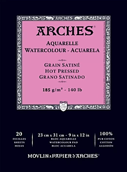 Arches blocco acquerello incollato su 1 lato grana satinata 185 g/m² 23x31cm