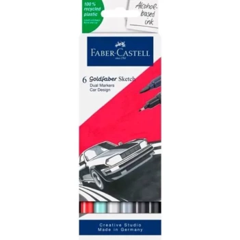 Set of 6 Goldfaber Sketch Faber-Castell Car Design Double-Tip Markers