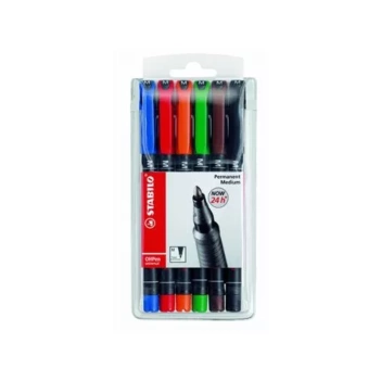 Set van 6 STABILO OHPen Universele Permanent Markers Medium Tip