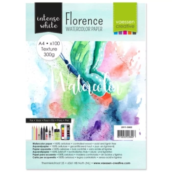 Set de 100 papeles de acuarela Intense White Texture Vaessen A5

