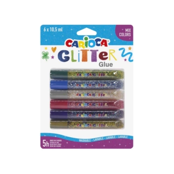 Set 6 tubos pegamento glitter Mix Carioca 10,5ml