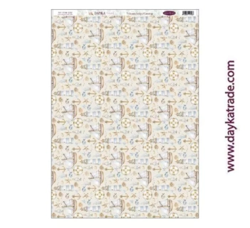 Dayka Trade Fabric DTXM-2032 Background Pattern Boats Blessings 33x70cm