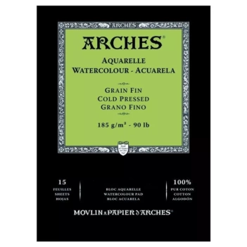 Bloc Acuarela Arches encolado Grano Fino 185g/m²