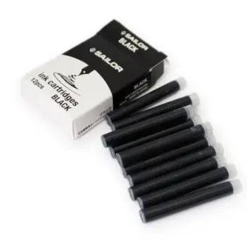 Set 12 cartuchos de tinta negra para pluma estilográfica Sailor