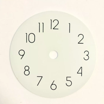 White metal dial with Arabic numerals