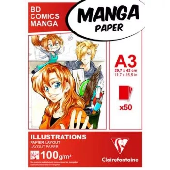 Bloc Ilustraciones Manga Clairefontaine A3