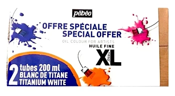 Pack di 2 tubi olio Fine XL Bianco di Titanio Pebeo 200ml