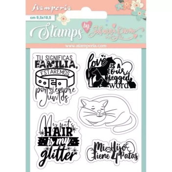 Set de Sellos Transparentes Cat and Labels Circle of Love Johanna Rivero Stamperia

