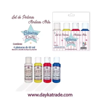 Kit de Pinturas Acrílicas Básicas Artis Dayka