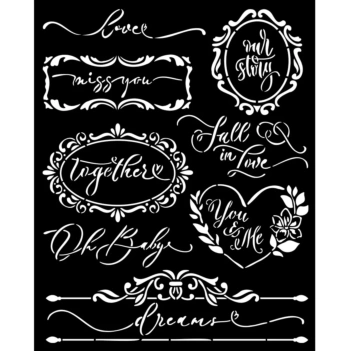 Plantilla de Stencil Bordure Romance Forever Stamperia 20x25cm