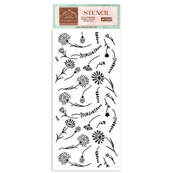 SUPER DEAL **40%** Stamperia Welcome Home Create Happiness Stencil Template Flowers 12x25cm