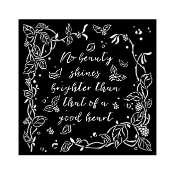 SUPER DEAL **40%** Stamperia Stencil Stencil Text with Leaves Romantic Woodland 18x18cm