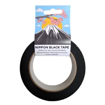 Schwarzes Nippon-Klebeband für Aquarellfarben, 25 mm