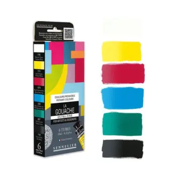 Set 6 tubos gouache extrafino Primarios Sennelier 10ml