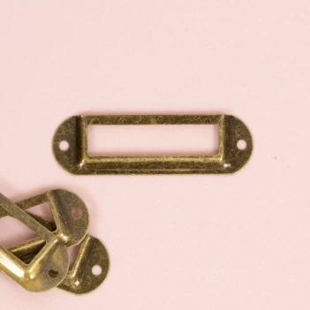 Set de 4 Portaetiquetas Metálicos Bronce Vintage Mi Tienda de Arte 7x2cm