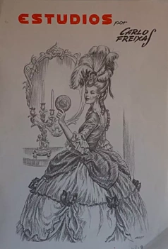 Artistic drawing studies ES18 Rococo prints C Freixas Castellano