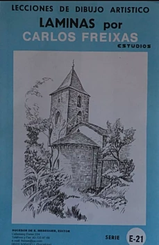 Artistic drawing plates Blue Series E21 Romanesque churches C Freixas Castellano