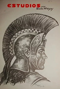 Artistic drawing studies ES01 Heads of warriors E Freixas Castellano