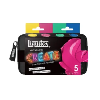 Set 5 acrílicos Illuminated Brights + estuche Liquitex 118 ml 