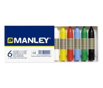Manley Kartonetui mit 6 Wachsmalstiften