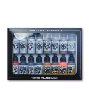 Set 16 pinturas para modelismo 181 Efectos metálicos Vallejo 17ml