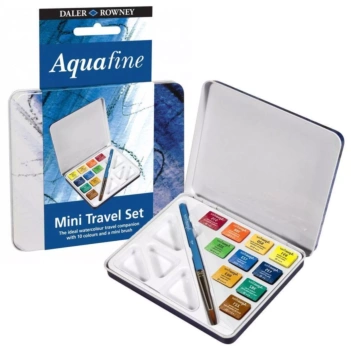 Mini set de viaje de acuarela 10 medias pastillas Aquafine Daler Rowney