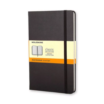 Cuaderno Negro Clásico Tapa Dura Rayas 9x14cm Moleskine