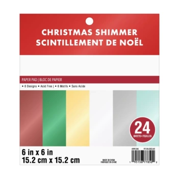 SUPER DEAL **40%** Craft Smith Christmas Shimmer 15x15cm Paper Pad