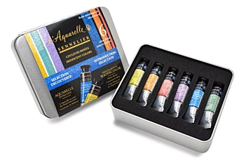 Metallic Doos 6 Tubes Extrafine Iriserende Basis Sennelier Waterverf 10ml