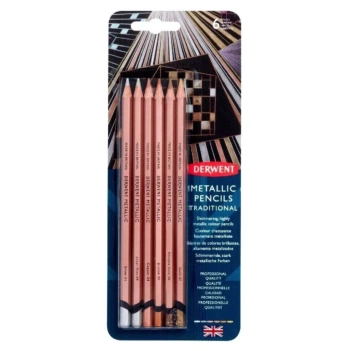 Set 6 Derwent Traditional Metallic Pencils