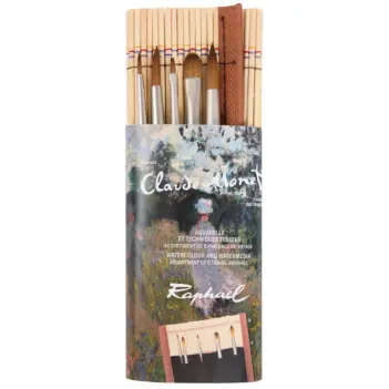 Bamboo brush holder set and 5 mini watercolour brushes by Claude Monet Raphäel