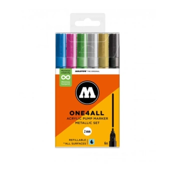 Set 6 Rotuladores Acrílicos Metálicos One4All 127HS Molotow 2mm