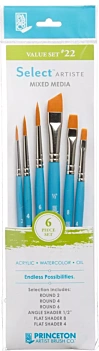 Set de 6 Pinceles 3750 Mixed-Media Select Artiste Princeton N. 22