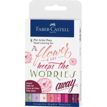 Zestaw Markerów 8 Pitt Artist Pen Hand Lettering Różowe Faber-Castell
