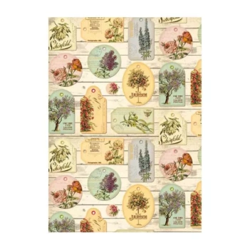 Papel Tags vintage de flores Kartos 50x70cm