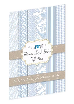 Kit 8 Papeles de Arroz Básicos Azul Bebé PapersForYou 54x33cm