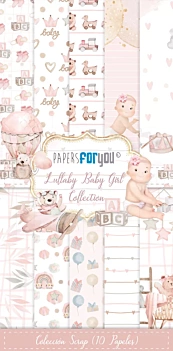 PapersForYou Lullaby Baby Girl Paper Kit 15x30cm