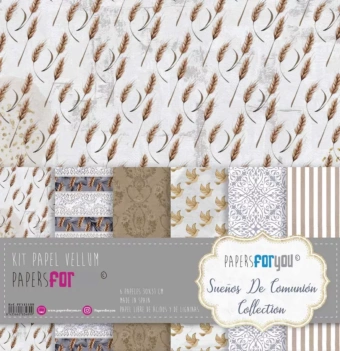 Kit de Papeles Vellum Niñas Sueños de Comunión PapersForYou 30x31cm