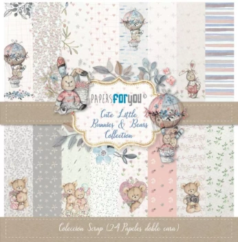 Kit de Scrapbooking Cute Little Bunnies & Bears PapersForYou 15x15cm

