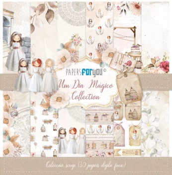 SUPER DEAL **40%** PapersForYouPaper Kit A Magical Day Three Girls Portuguese 30x30cm