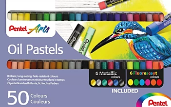 Set 50 Pasteles al Óleo Metálicos y Fluorescentes Pentel