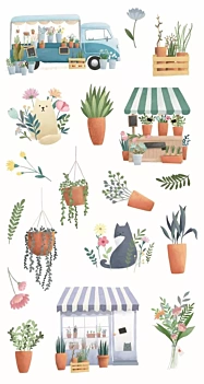 Artemio Transparent Stickers Plants Life is Simple 