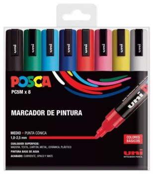 Estuche 8 rotuladores PC5M Medio Uni Posca 3M 

