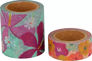 Artemio Set 2 Washi Tapes Flowers Color Block 