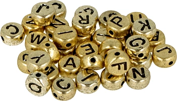 Cuentas de Doradas Redondas con Letras Doradas Artemio