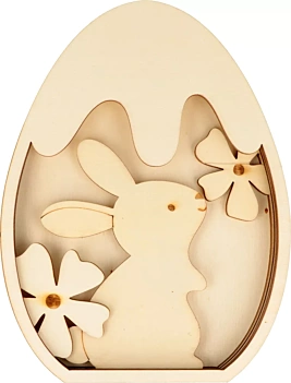 Silueta de Madera Huevo con Conejo y Flores Les Poulettes Artemio
