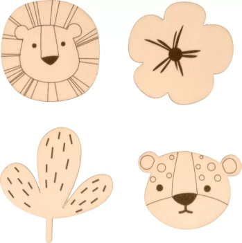 Artemio Set 12 Mini Wooden Silhouettes Safari 