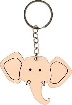 Artemio Wooden Keychain Elephant Face Safari 