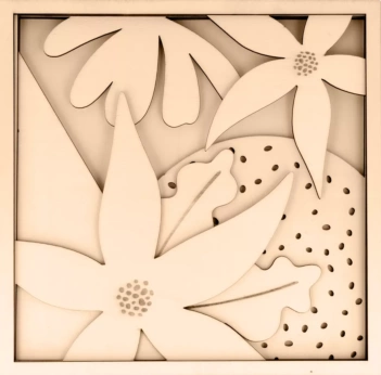 Artemio Frame with Wooden Relief Design Flowers Color Block 