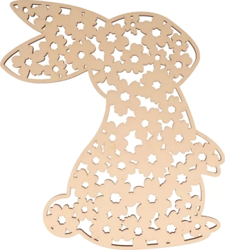 Artemio Wooden Silhouette Rabbit Flowers Butterfly 